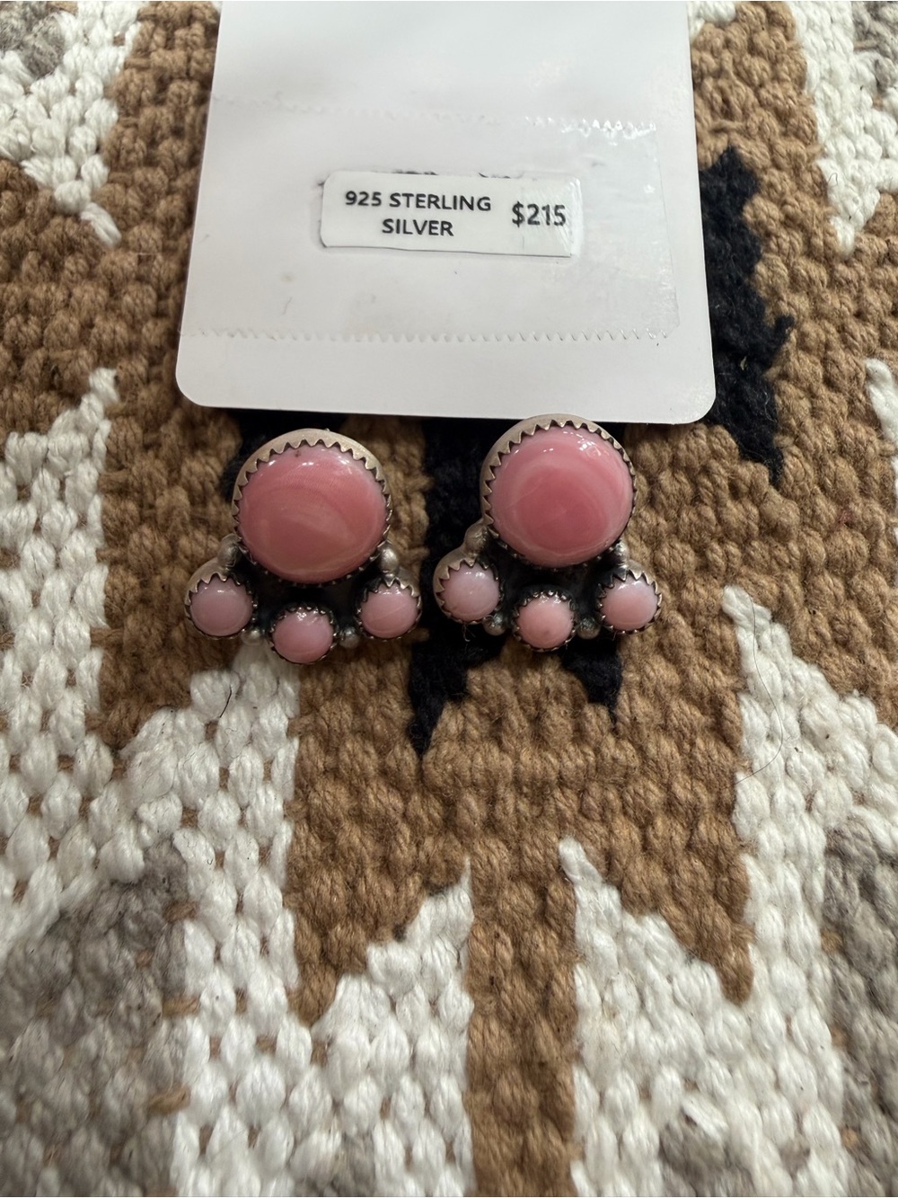 Pink conch sterling silver stud earrings